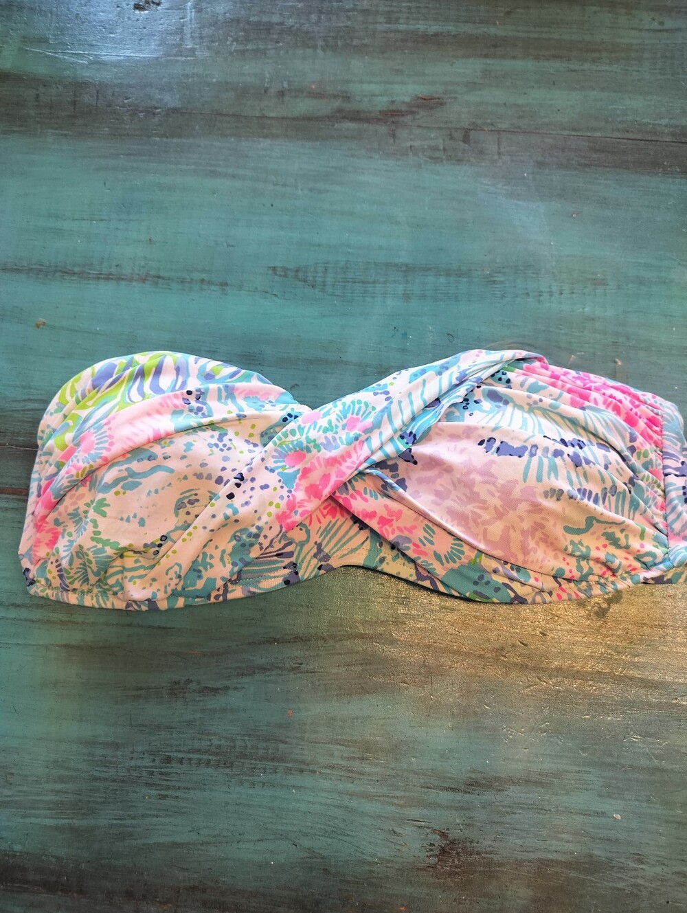 Lilly Pulitzer Twist-Front Floral Bandeau Bikini Top